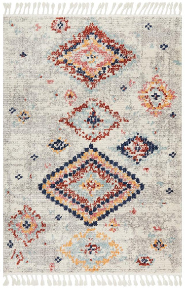 Mira Tribal Grey Multi-Colour Diamond Pattern Rug